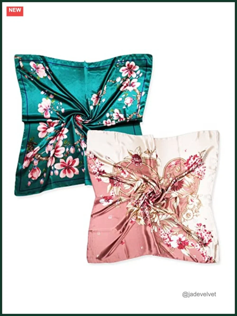 Silk Feel Satin Head Scarf for Women, 35x35 Square Bandana, Hair Wrap & Neck